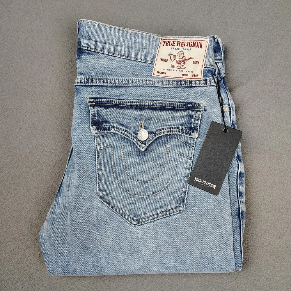 TRUE RELIGION BILLY Jeans Flap Pocket Stretchy 36x33½ Relax Bootcut Denim NEW